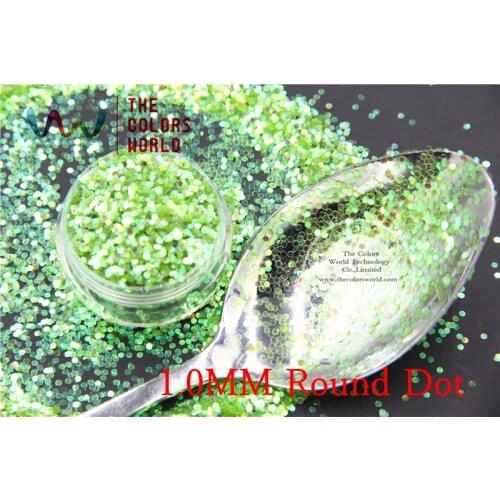 TCR10 American Fantasy Iridescent Light-Green color glitter dust Round Dot Shape for nail Art or other DIY decoration