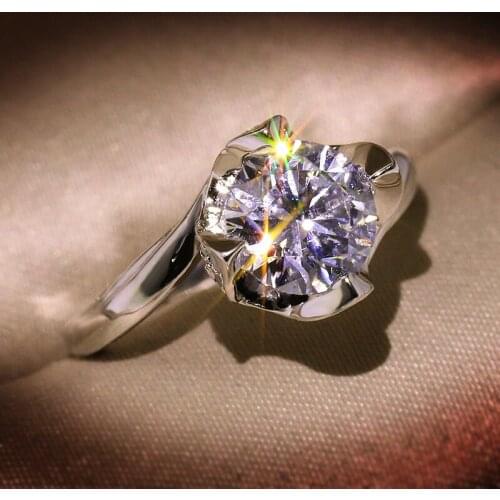 S925 Sterling Silver Ring for Women Diamond Wedding Rings for Couples Christmas Round Classic Diamond Ring for Fine Jewelry