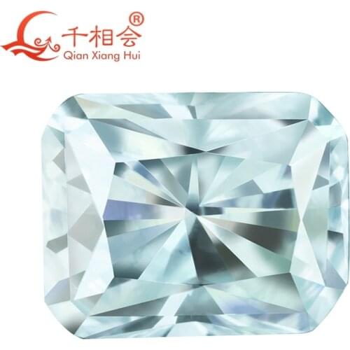 Blue color retangle shape radiant cut shape Sic material Moissanites loose stone