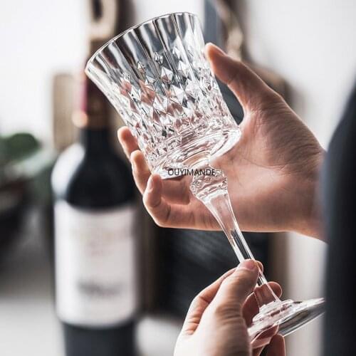 European-style Crystal Glass Vintage Engraving Luxury Goblet Diamond Wine Glass Champagne Wine Glass Bar Party Hotel Wine Glass