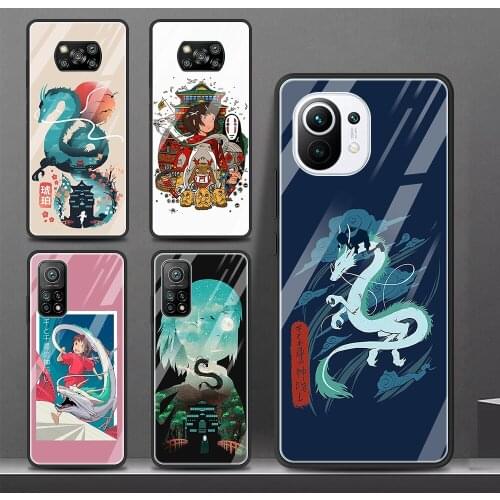 Glass Smartphone Case For Xiaomi 11i 11 Ultra 10 Poco X3 F3 M2 Pro X2 F2 Mi Note 10 Cover Shell Soft Funda chihiro Spirited Away