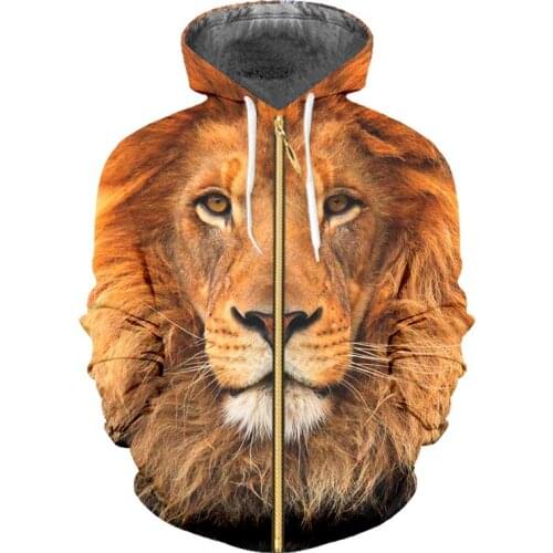 IFPD EU Size New Zipper Hoodies 3D Lion Printing Sweatshirts OverSize Men 6XL Streetwear Tracksuit Animal Mens Fashion Pullover
