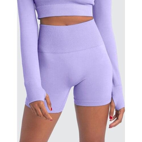 Knitted Seamless Tight Yoga Pants No Embarrassment Line Fitness Shorts High Waist Hip Scrunch Butt Women Running Sport Shorts