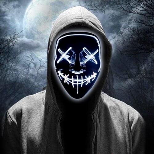 Halloween Decoration Vampire Teeth Fangs Glowing Led Mask Party Masque Masquerade Masks Neon Maske Horror Halloween Party Decor