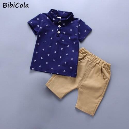 BibiCola Baby Boys clothing Sets Summer 2PCS Cotton Gentleman Style T-shirt+Casual Pants Toddler Boys Tracksuits Clothing