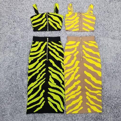 Women Set Suit 2 Piece Set Bandage Suits New Arrival Sexy Two Piece Set Print Women Two Piece Outfits Bandage Dress Mid-Calf