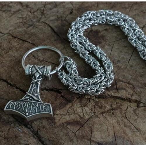 Lanseis 1pcs Thors Hammer pendant viking men necklace Huge Thor Mjolnir Amulet Scandinavian Triquetra Deer Skull jewelr