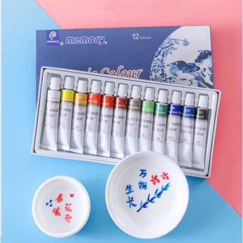 12-color burn-free ceramic paint ceramic on-glaze color free-baked hand-painted paint DIY graffiti paint for painting supplies