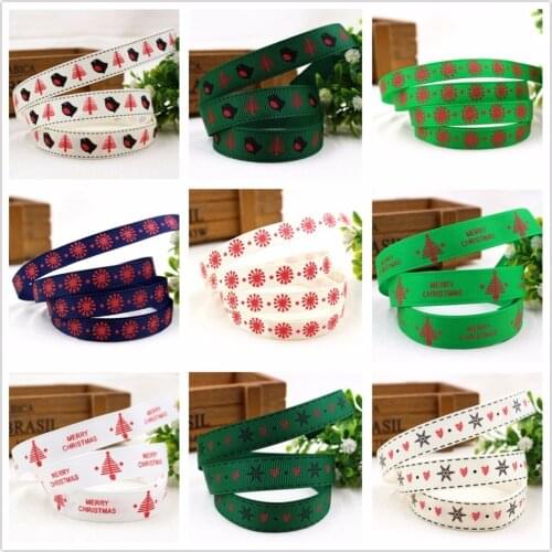 1591906,16mm 10yard Christmas series, printed grosgrain ribbon, DIY craft materials