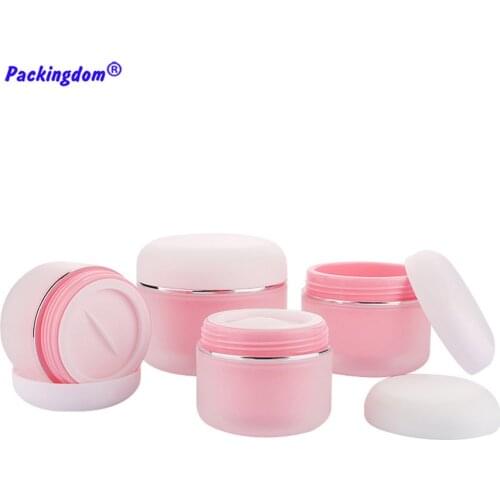 20pcs Container Empty Pink Cosmetics Cream Jar Plastic Refill Sample Pot Cute with Silver Foil White Lids Box 30g 50g 100g 150g