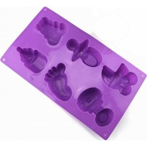 20PCS Diy Rectangle Feeding Bottle Moulds Silicone Baby Feet Handmade Soap Molds Cake Cookies Baking Mold
