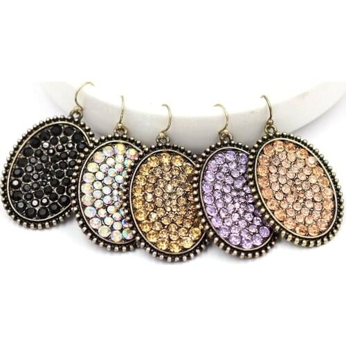 2020 New Champange Pave Crystal Designer Inspired Multicolor Anti Gold Heavy Tear Big Oval Drop Earrings For Women