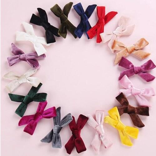 3.2" Baby Velvet Hair Clip Bowknot Hairpins For Baby Women Girls 60Pcs/lot 18 Color U pick