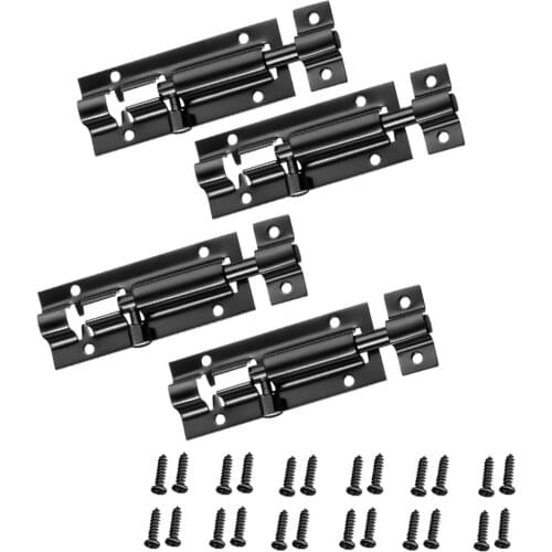 4Pcs Slide Door Latch Lock Stainless Steel Bolt Screws Energized For Drawer cupboard With Screws Door Security Home Improvement