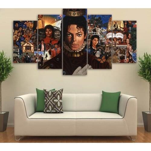 No Framed Canvas 5Pcs Michael Jackson Singer Wall Art Posters Pictures Paintings Home Decor Accessories Living Room Decoration