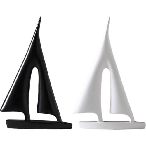 Abstract Resin Sailboat Model Decoration Modern Sailing Ship Nautical Sculpture Home Bedroom Desktop Bookshelf Decor Art Crafts