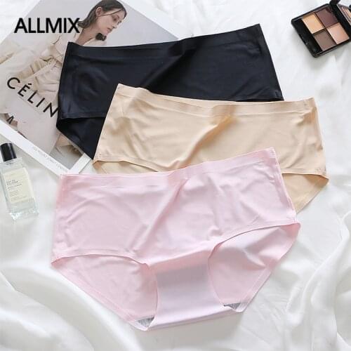 ALLMIX Sexy Womens Sport Panties Underwear Seamless Silk Briefs Low Waist Female Intimates Comfortable Breathable Lady Lingerie