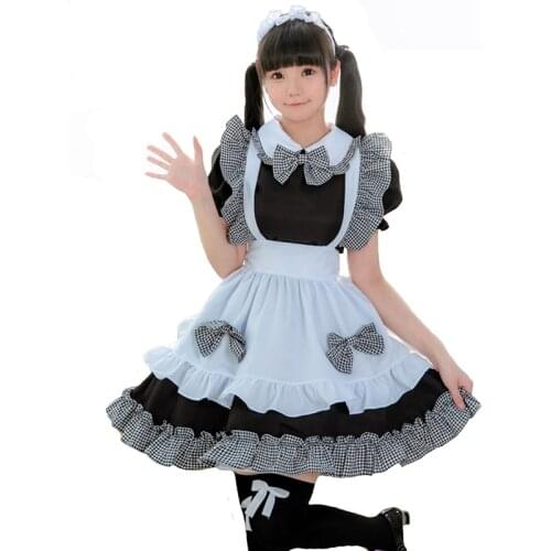 Amine Cute Bowknot French Maid Lolita Outfit Dress Costume Woman Girls Costumes Cosplay Waitress Maid Party