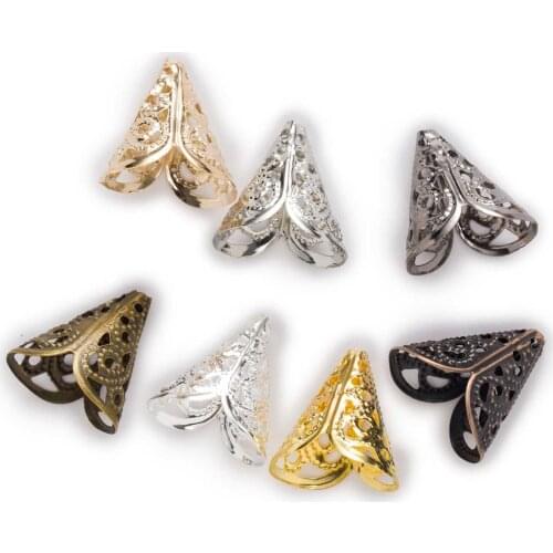 50 Piece 7 Colors Morning Glory Beads Cups Bulk End Spacer Charms Bead Caps Connectors Findings Accessories Jewelry Making 16mm