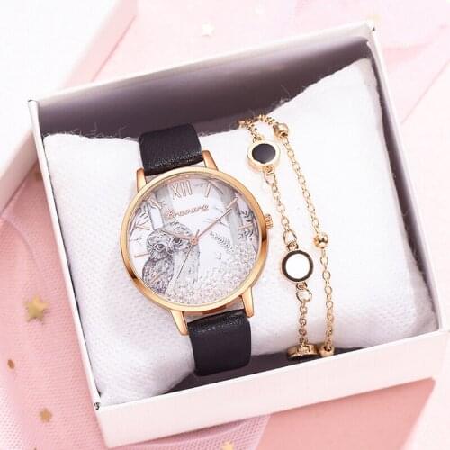 Bravura Brand Watch For Women Fashion Removable Rhinestones Dress Ladies Wrist Watch Owl Black Female Quartz Clock Dropshipping
