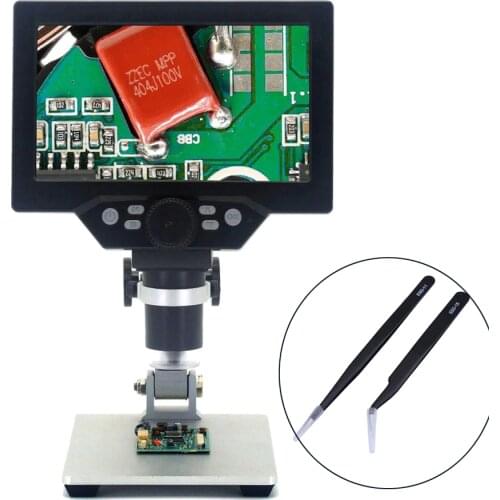G1200 12MP 1200X Digital Microscope 7 Inch screen for Soldering Electronic Continuous Amplification Magnifier with Free tweezers