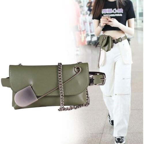 Ladies Retro Fashion PU Leather Mini Metal Pin Decoration Waist Chain Bag Portable Date Party Coin Mobile Phone Bag For Women