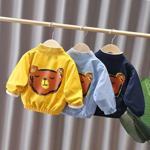 JY Spring Autumn Boys Girls Can Be Worn On Both Sides One-piece Bear Jacket 80-120 3Colors XZ01