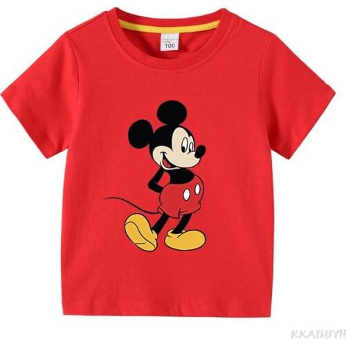 Disney Mickey Children Cartoon Print Funny T-Shirts Kids Summer Tops Girls Boys Short Tees Casual Baby Clothes