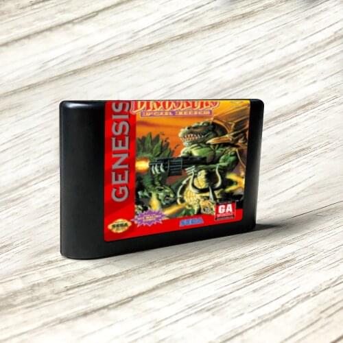 Tom Masons Dinosaurs for Hire - USA Label Flashkit MD Electroless Gold PCB Card for Sega Genesis Megadrive Video Game Console