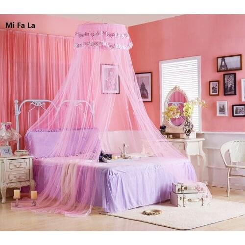 Elegant Round Hung Dome Mosquito Net Princess Insect Bed Canopy Netting Lace Round Mosquito Nets Curtain for Bedding home MiFaLa