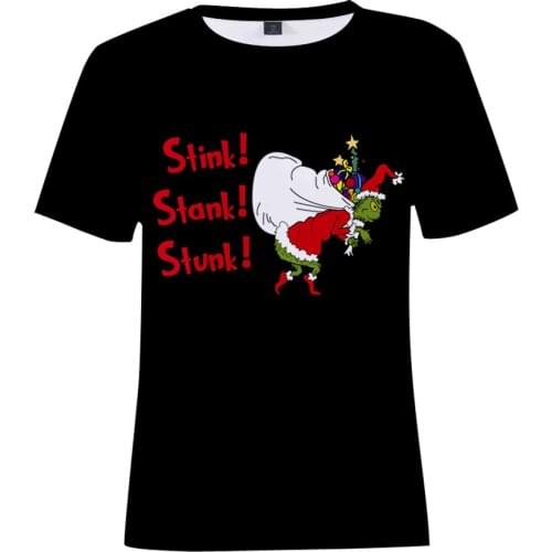 Grinch T Shirt Graphic Christmas Hat T-shirt Men Women Fashion Short Sleeve Tee Shirt Loose Cartoons Print Kids Tops