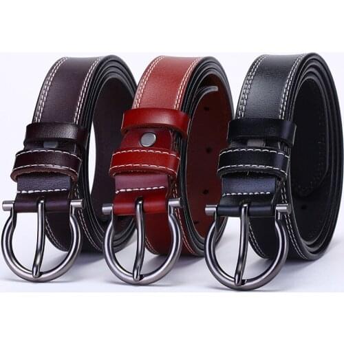 Hot Sale Round Buckle Belts for Female Jeans Wild Genuine Leather Belt Vintage Luxury Strap Belt For Women Fashion Cowskin Belt