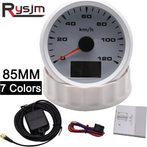 GPS Speedometer 85mm LCD Display Gauge Speed Meter + sensor For Car Truck Motorcycle Auto Boat 7 Colors Backlight 120km/h 9-32V