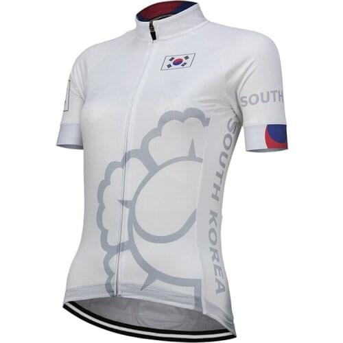 Korea 2020 Team New Summer White Cycling Jersey Bike Road Mountain Race Tops Cycling Clothing Breathable Customized
