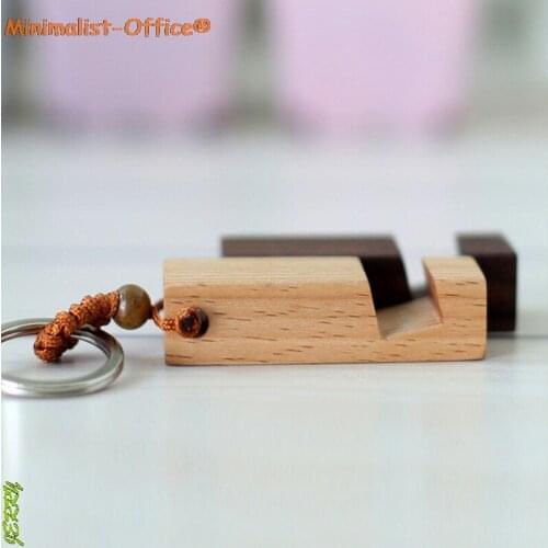 Hot Sale 1 Piece Of Creative Light And Slim Design Wooden Phone Holder Holder Stand Pendant Keychain