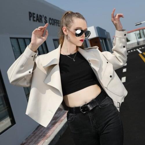 New Womens Real Sheepskin Leather Jackets Latest Design Fashion Bomber Genuine Leather Coat