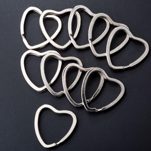 10PCS Heart shape DIY Metal Key Holder Split Rings Keyring Keychain Hoop Loop