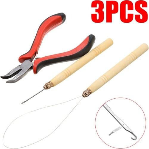 1set Hair Extension Tool Kit Plier + Hook Needle + Pulling Loop Tool Hair Care Styling Set