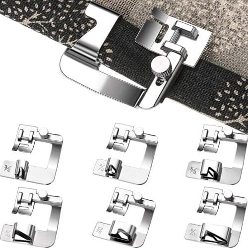 HOT-6 Pieces Rolled Hem Pressure Foot Sewing Machine Presser Foot Hemmer Foot Set (3/8 Inch, 4/8 Inch, 5/8 Inch, 6/8 Inch, 7/8