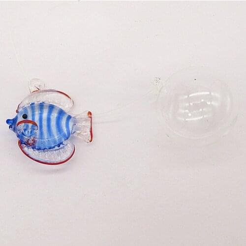 NEW Custom hand blown float glass stripe tropical fish Figurine aquarium decoration pendant miniature murano glass animal statue