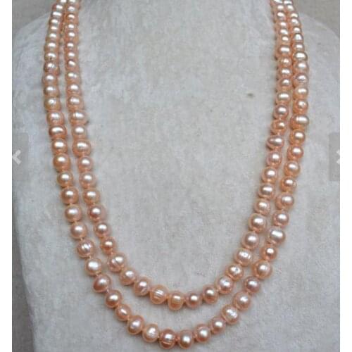 New Arrival Favorite Pearl Necklace Natural Pink Color Genuine Freshwater Pearl Necklace 52inches Long Fine Jewelry Women Gift