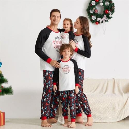 Christmas Matching Family Outfits Patchwork Elk Letters Home Suit Father Mother Daughter Pyjamas Fall Clothes for Women Fashion