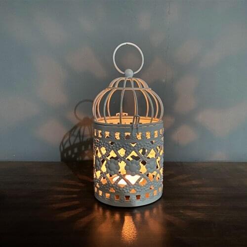 Candle Holder Stand Light Bird Cage Hanging Iron Candlestick Crafts Candlelight Dinner Table Decoration Retro Style