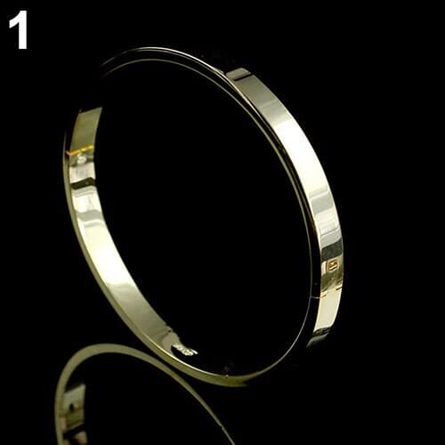 Women Men Simple Titanium Steel Plain Cuff Bangle Bracelet Xmas Gift Jewelry
