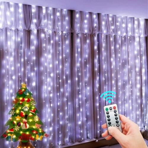 Christmas Garland LED Fairy Lights Curtain String Lights Remote Control Home Decor New Year 2021 Christmas Decorations for Home