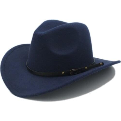Retro Wool Women Men Western Cowboy Hat For Gentleman Cowgirl Jazz Church Cap With Leather Toca Sombrero Cap