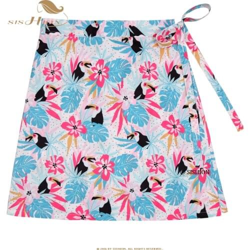 SISHION Tropical Flowers Leaves and Toucans Printed Beach Summer Skirt SS0015 Plus Size Sarong Boho Multitasks Sexy Wrap Skirt