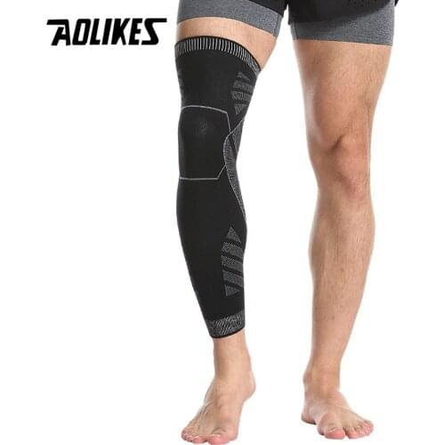 AOLIKES 1PCS Sport Basketball Running Knee Support Protect Weaving Knee Sleeves Long Leg Protection Compression Knee Pads