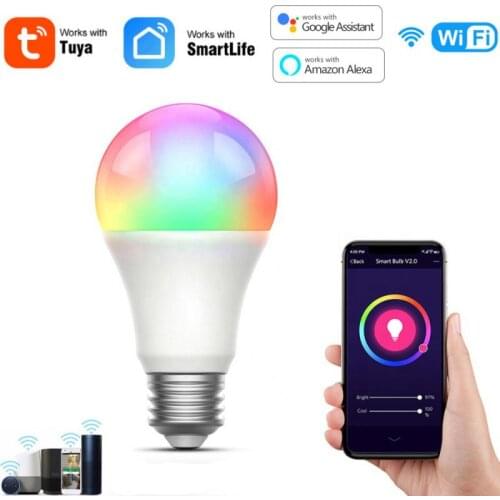 Tuya WiFi+Bluetooth-compatible 9W E27 Smart Bulb LED RGB Lamp Smart Life/Tuya App Remote Control Work With Alexa Google Home