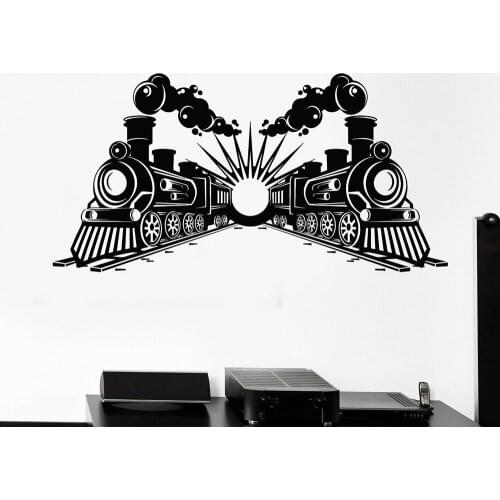 Steam Train Locomotive Wall Decal Nursery Baby Room Transport Railway Vinyl Wall Stickers Bedroom Livingroom Home Decor C999
